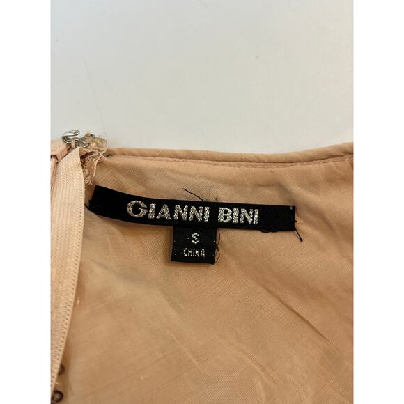 Gianni Bini Pink Gold Sequin Long Sleeve Bodycon Mini Dress Small Cocktail - Picture 11 of 15